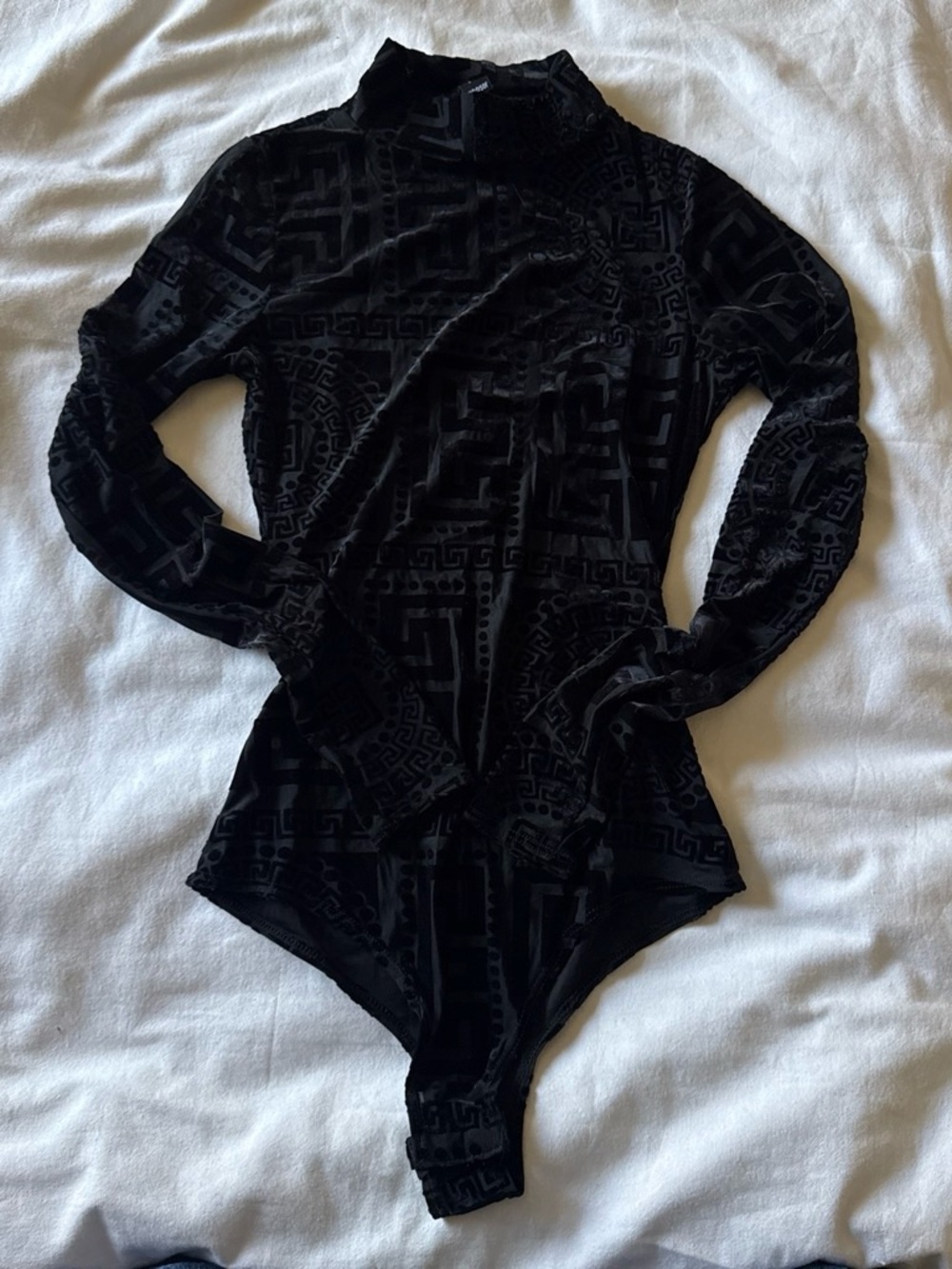 Windsor Black Velvet Turtleneck Long-Sleeve Bodysuit